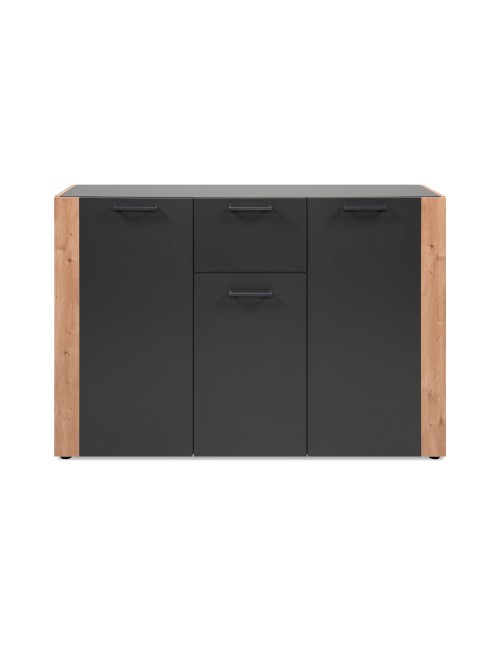 Madia Cento01B con 3 ante e 1 cassetto colore antracite con laterali in rovere artisan 125 cm