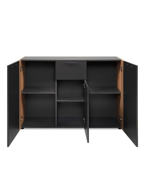 Madia Cento01B con 3 ante e 1 cassetto colore antracite con laterali in rovere artisan 125 cm
