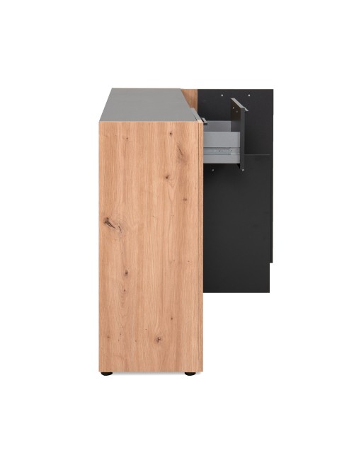 Madia Cento01B con 3 ante e 1 cassetto colore antracite con laterali in rovere artisan 125 cm