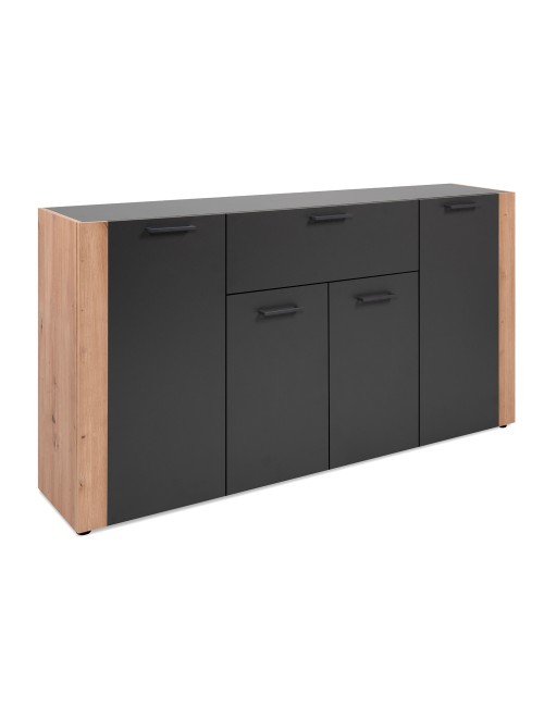 Madia Cento51A con 4 ante e 1 cassetto colore antracite con laterali in rovere artisan 162 cm