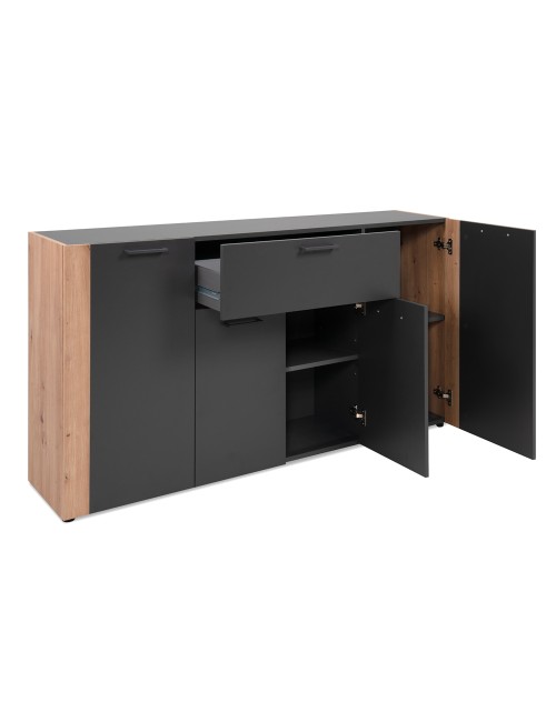 Madia Cento51A con 4 ante e 1 cassetto colore antracite con laterali in rovere artisan 162 cm