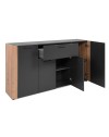 Madia Cento51A con 4 ante e 1 cassetto colore antracite con laterali in rovere artisan 162 cm