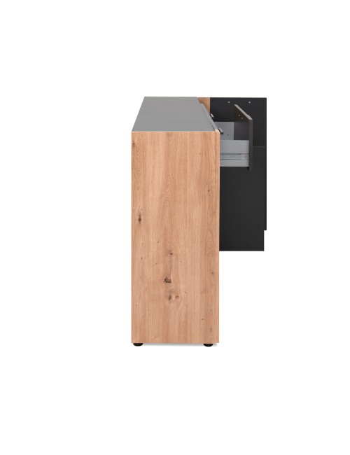 Madia Cento51A con 4 ante e 1 cassetto colore antracite con laterali in rovere artisan 162 cm