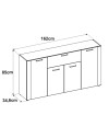 Madia Cento51A con 4 ante e 1 cassetto colore antracite con laterali in rovere artisan 162 cm