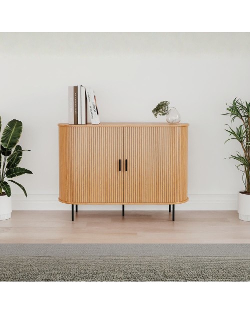 Madia Kajsa51a con ante scorrevoli listellate colore rovere oak 120x40x80H