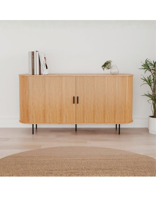 Madia Kajsa51B con ante scorrevoli listellate colore rovere oak 160x40x80H