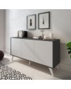 Madia Nimes 3 ante bianco rustico e struttura antracite 153,9x39,6x72H