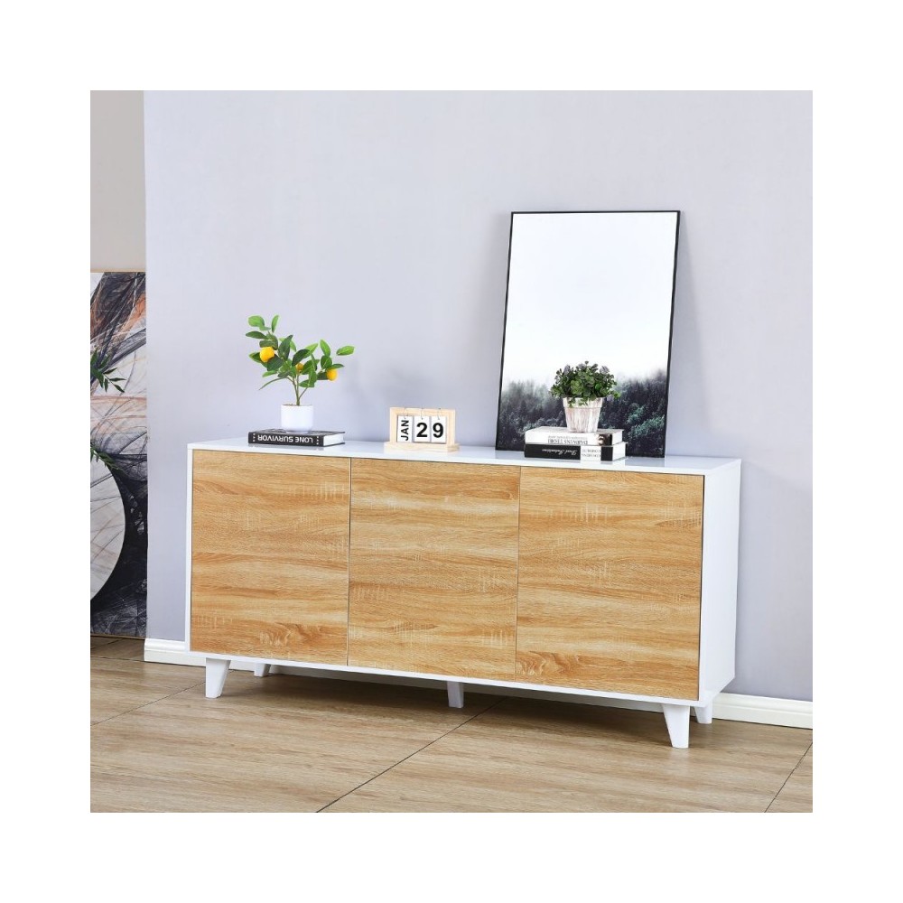 Madia 3 ante rovere e struttura bianco Nimes Moran 154x40x75