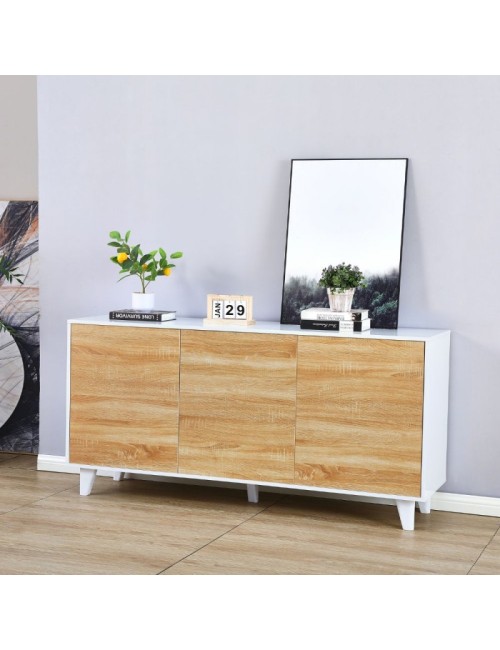 Madia 3 ante rovere e struttura bianco Nimes Moran 154x40x75