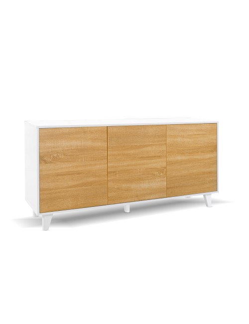 Madia 3 ante rovere e struttura bianco Nimes Moran 154x40x75