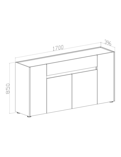 Madia Nordik 4 ante e 1 cassetto in grigio congo e rovere wotan 170x39.6x85H – Stile e funzionalità