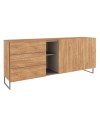 Madia 1055 rovere miele con 3 cassetti 2 ante e vano a giorno tortora 175x38x73.6H
