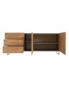 Madia 1055 rovere miele con 3 cassetti 2 ante e vano a giorno tortora 175x38x73.6H