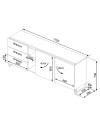 Madia 1055 rovere miele con 3 cassetti 2 ante e vano a giorno tortora 175x38x73.6H