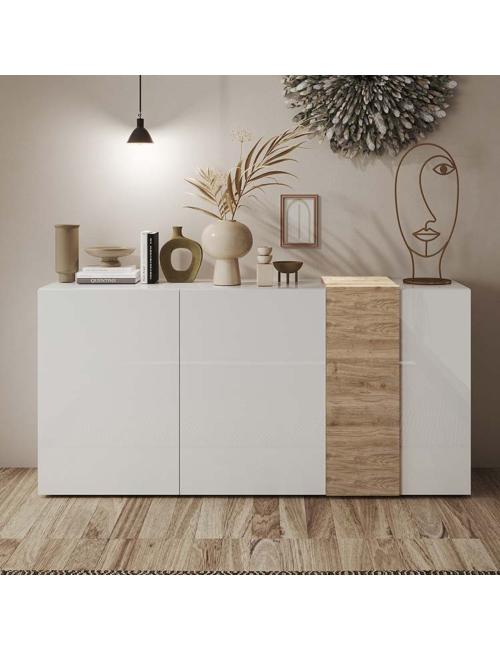 Madia 3 Ante Sabry Colore Bianco Lucido Rovere Kadiz Prezzo