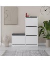 Scarpiera con panca Dude a 4 ante a ribalta colore bianco 105x26x118.5H