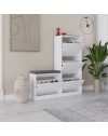 Scarpiera con panca Dude a 4 ante a ribalta colore bianco 105x26x118.5H