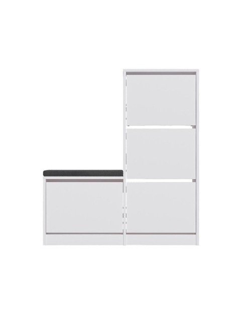 Scarpiera con panca Dude a 4 ante a ribalta colore bianco 105x26x118.5H