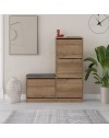 Scarpiera con panca Dude a 4 ante a ribalta colore noce 105x26x118.5H
