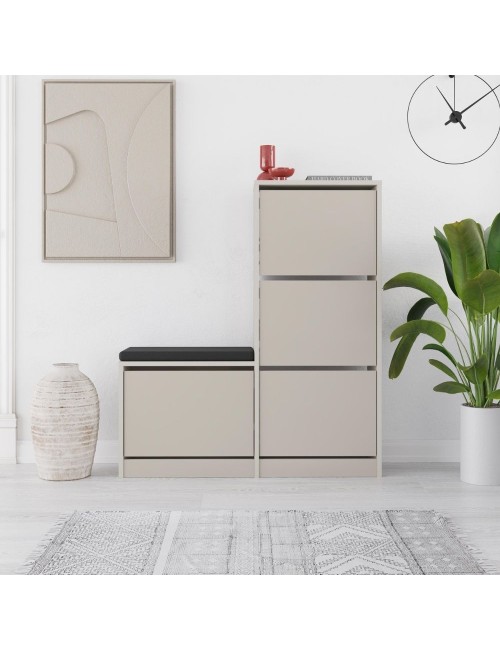 Scarpiera con panca Dude a 4 ante a ribalta colore Cashmere 105x26x118.5H
