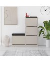Scarpiera con panca Dude a 4 ante a ribalta colore Cashmere 105x26x118.5H