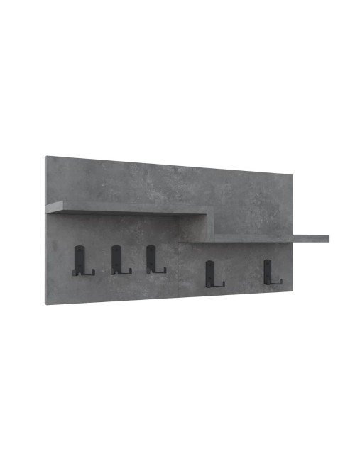 Appendiabiti a muro Harmon con mensole e 5 ganci – Design Funzionale in Stile Retro Grey