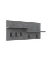 Appendiabiti a muro Harmon con mensole e 5 ganci – Design Funzionale in Stile Retro Grey