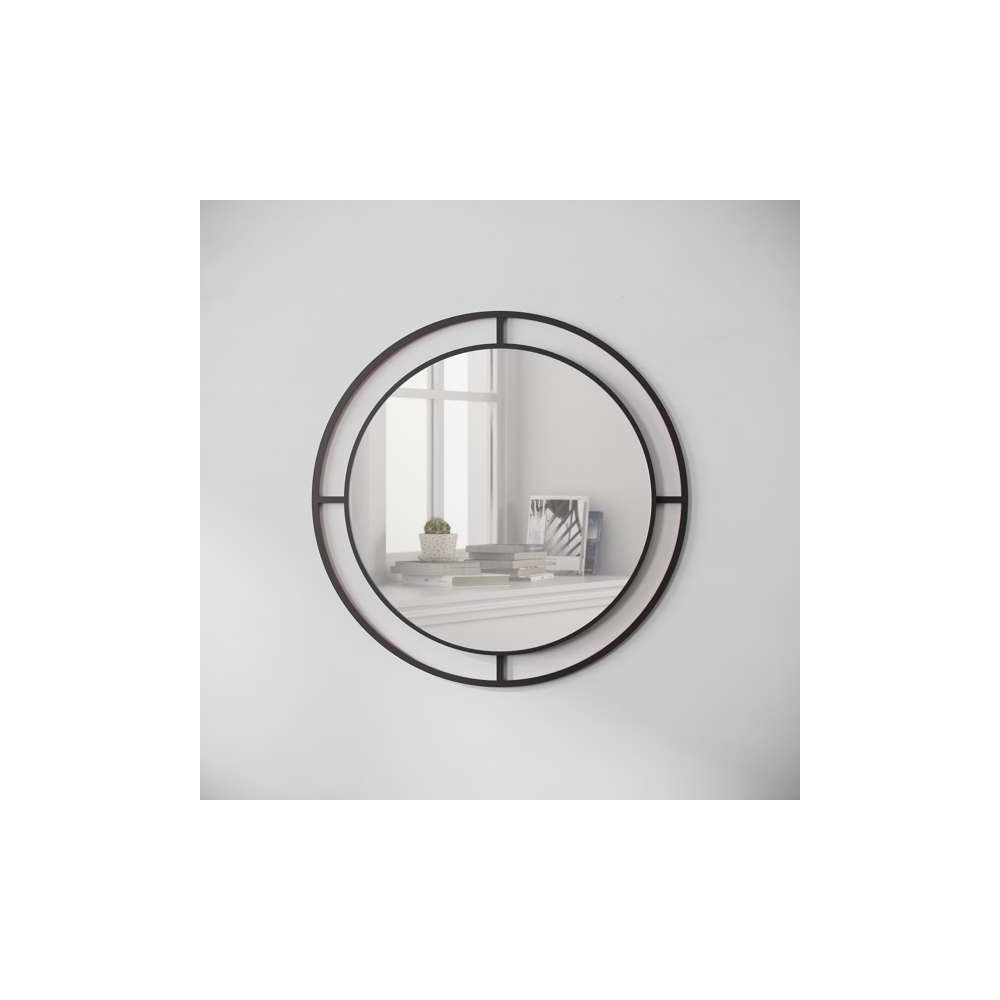 Specchio rotondo con doppia cornice Bubble in metallo colore nero