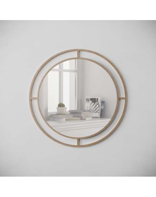 Specchio rotondo con doppia cornice Bubble in metallo colore oro