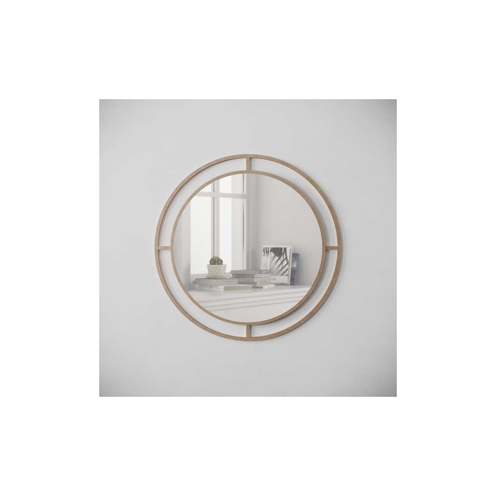 Specchio rotondo con doppia cornice Bubble in metallo colore oro