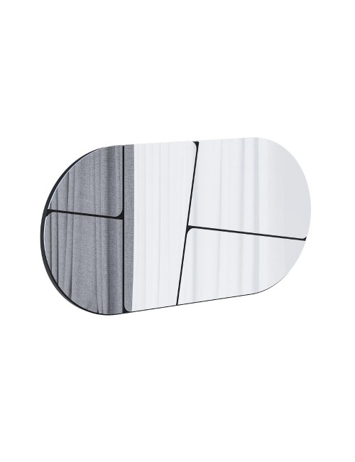 Specchio ovale da parete Otis con design astratto e fondo nero 80x40H