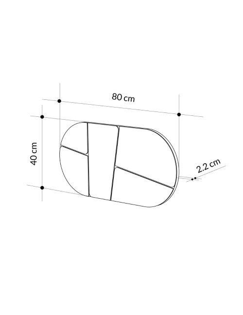 Specchio ovale da parete Otis con design astratto e fondo nero 80x40H