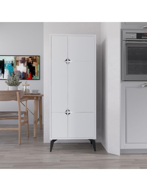 Armadio mobile multiuso Spark con 4 ante bianco 60x35.6x151H – Stile e organizzazione