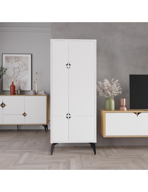 Armadio mobile multiuso Spark con 4 ante bianco 60x35.6x151H – Stile e organizzazione