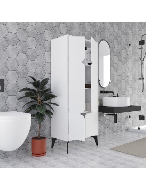 Armadio mobile multiuso Spark con 4 ante bianco 60x35.6x151H – Stile e organizzazione