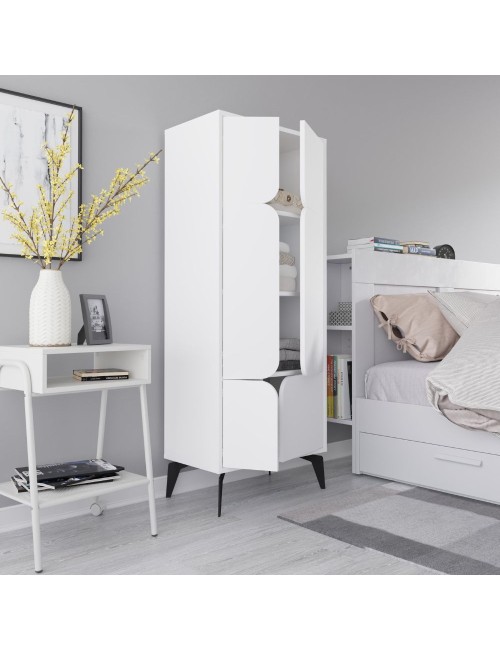 Armadio mobile multiuso Spark con 4 ante bianco 60x35.6x151H – Stile e organizzazione