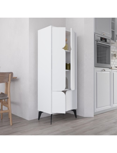Armadio mobile multiuso Spark con 4 ante bianco 60x35.6x151H – Stile e organizzazione