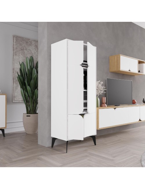 Armadio mobile multiuso Spark con 4 ante bianco 60x35.6x151H – Stile e organizzazione