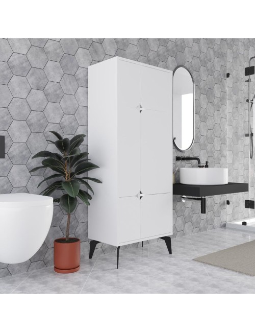 Armadio mobile multiuso Spark con 4 ante bianco 60x35.6x151H – Stile e organizzazione