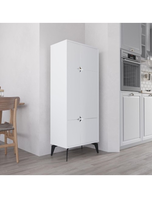 Armadio mobile multiuso Spark con 4 ante bianco 60x35.6x151H – Stile e organizzazione
