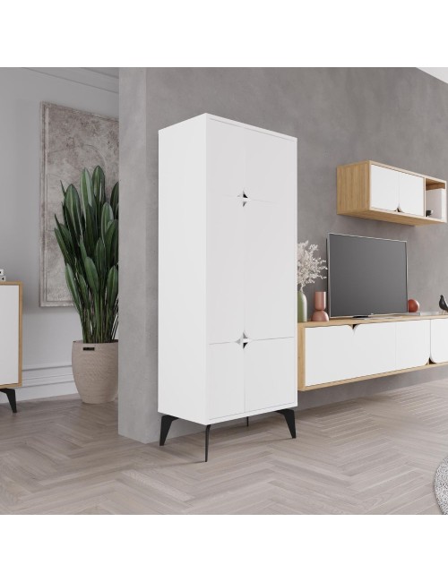 Armadio mobile multiuso Spark con 4 ante bianco 60x35.6x151H – Stile e organizzazione