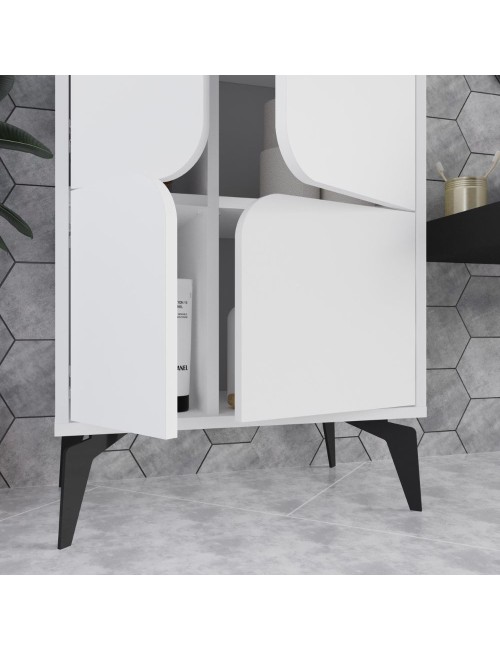 Armadio mobile multiuso Spark con 4 ante bianco 60x35.6x151H – Stile e organizzazione