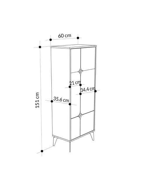 Armadio mobile multiuso Spark con 4 ante bianco 60x35.6x151H – Stile e organizzazione