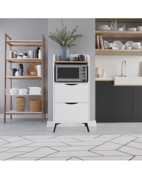 Mobile multiuso con cassetti bianchi e ripiano rovere Gorki
