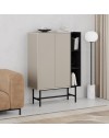 Credenza alta Mona con due ante cashmere e tre vani a giorno neri 90x40x130H