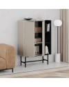Credenza alta Mona con due ante cashmere e tre vani a giorno neri 90x40x130H