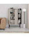 Credenza alta Mona con due ante cashmere e tre vani a giorno neri 90x40x130H