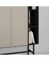 Credenza alta Mona con due ante cashmere e tre vani a giorno neri 90x40x130H
