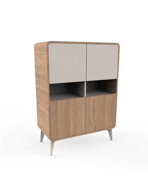 Mobile Multiuso Nubo Rovere Sepet e Cashmere con 4 Ante e Vani a Giorno
