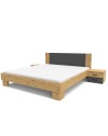 Letto matrimoniale Meria 180x200 con comodini integrati antracite e rovere